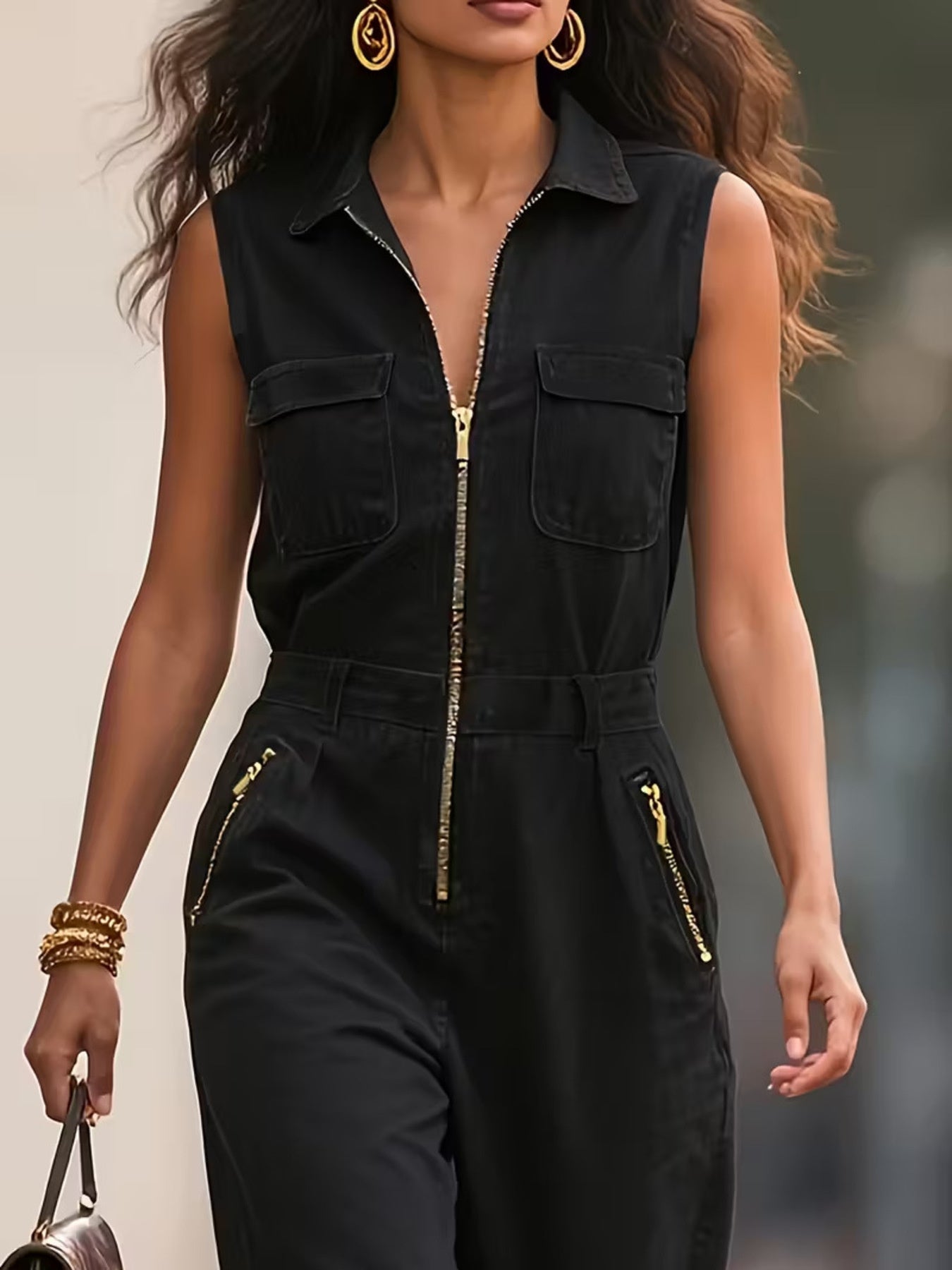 Sleeveless Zip - Up Jumpsuit - Rochelle's House LLC