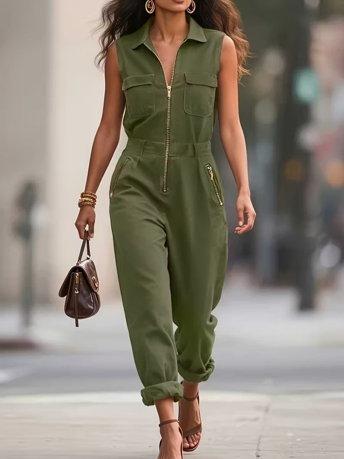 Sleeveless Zip - Up Jumpsuit - Rochelle's House LLC