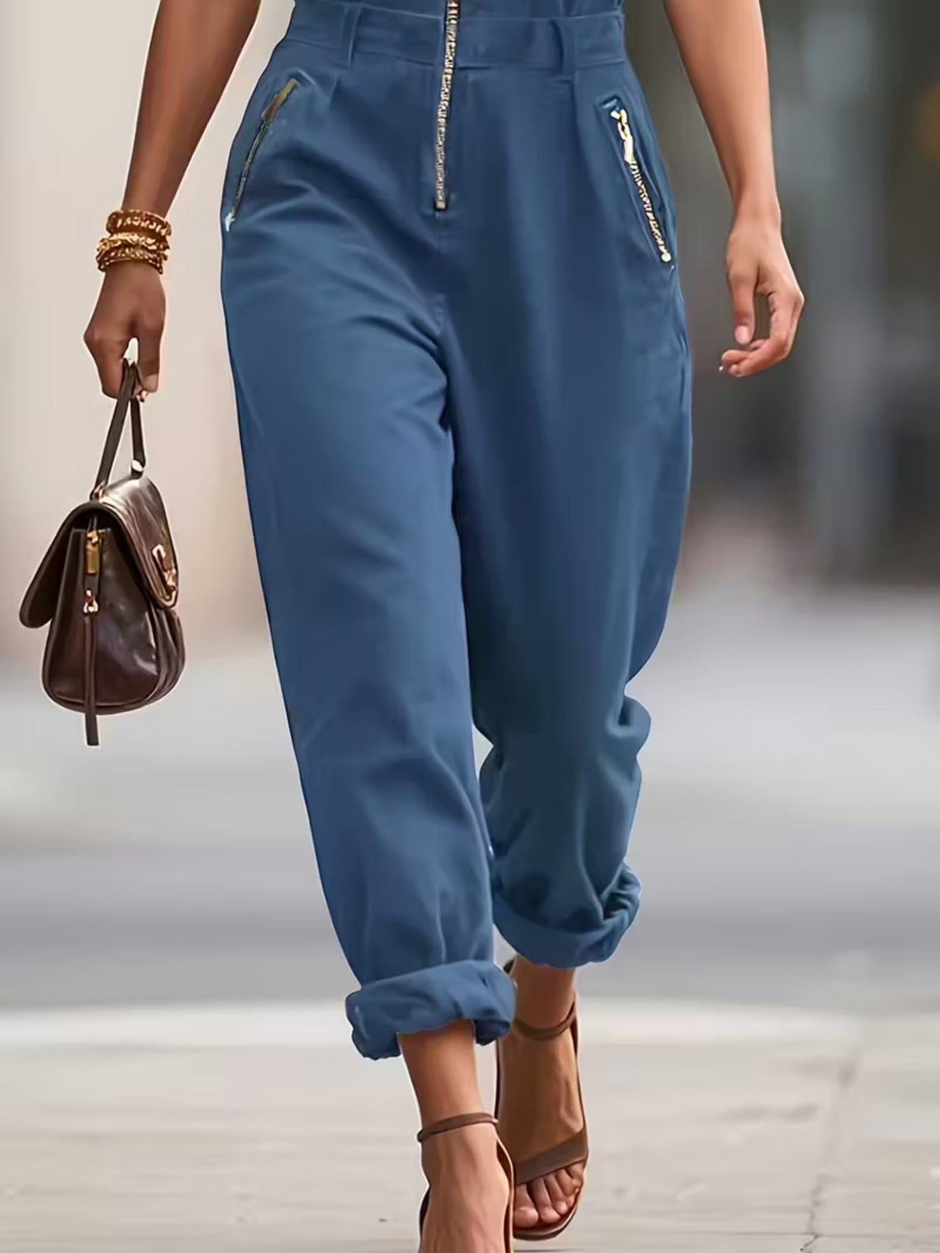 Sleeveless Zip - Up Jumpsuit - Rochelle's House LLC