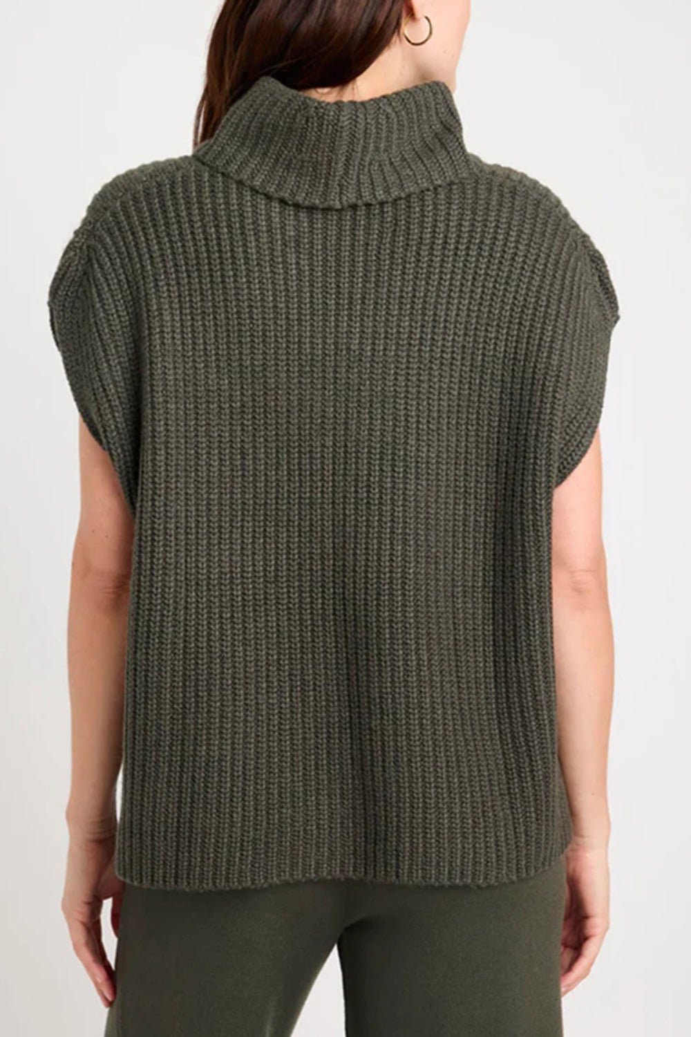Slit Turtleneck Cap Sleeve Sweater - Rochelle's House LLC
