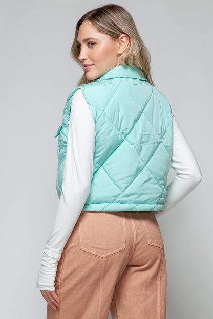 Snobbish Snap Down Quilted Crop Vest - Rochelle's House LLC