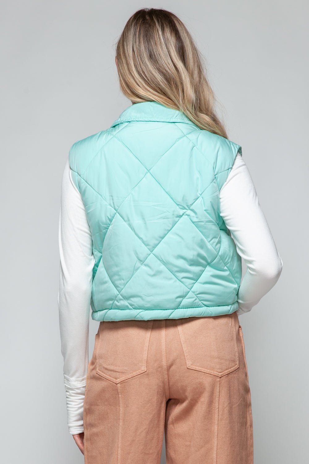 Snobbish Snap Down Quilted Crop Vest - Rochelle's House LLC
