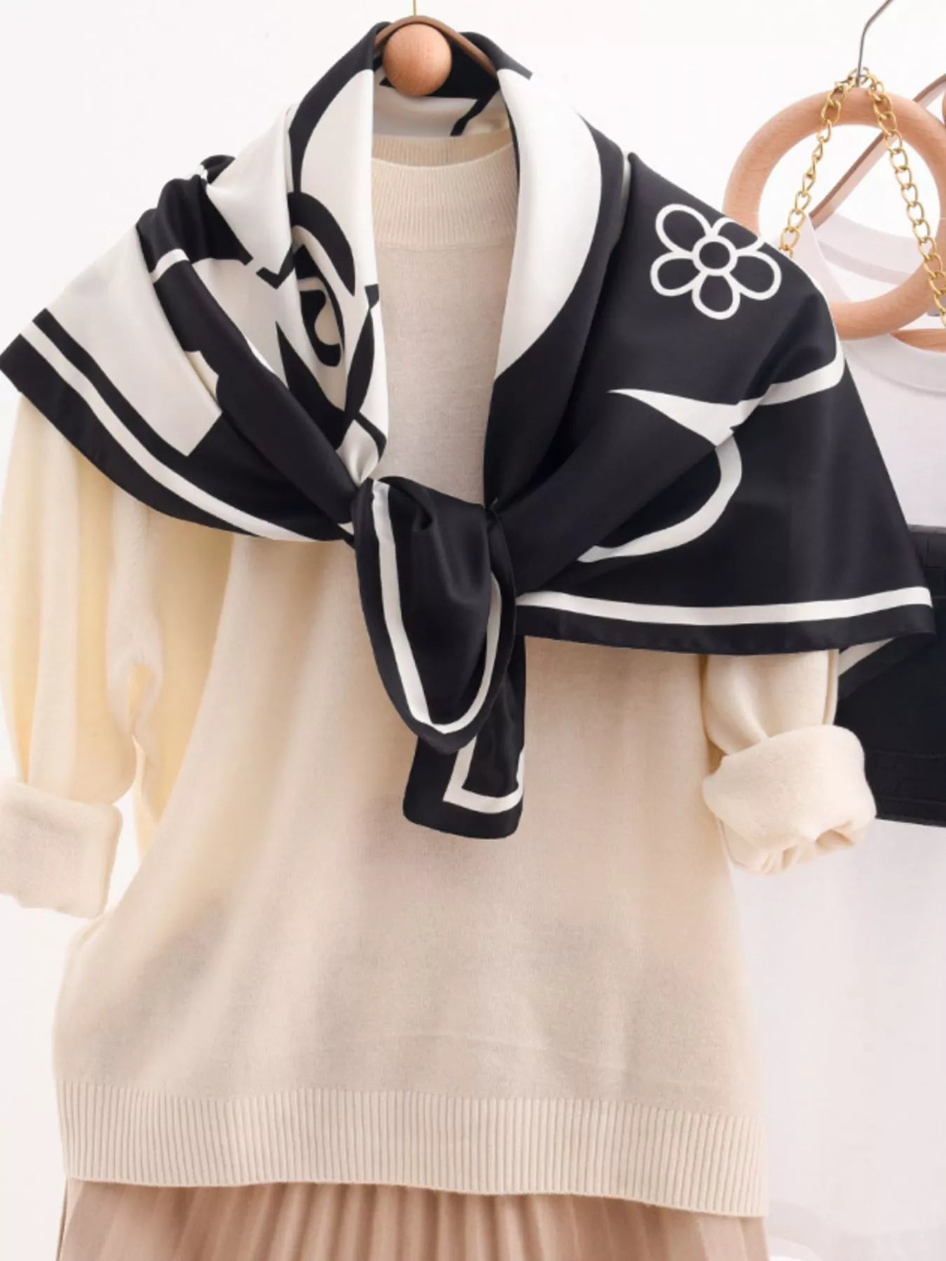 Square Flower Silk Scarf - Rochelle's House LLC