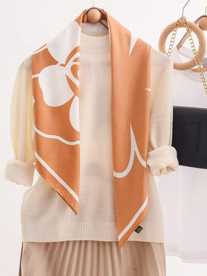 Square Flower Silk Scarf - Rochelle's House LLC