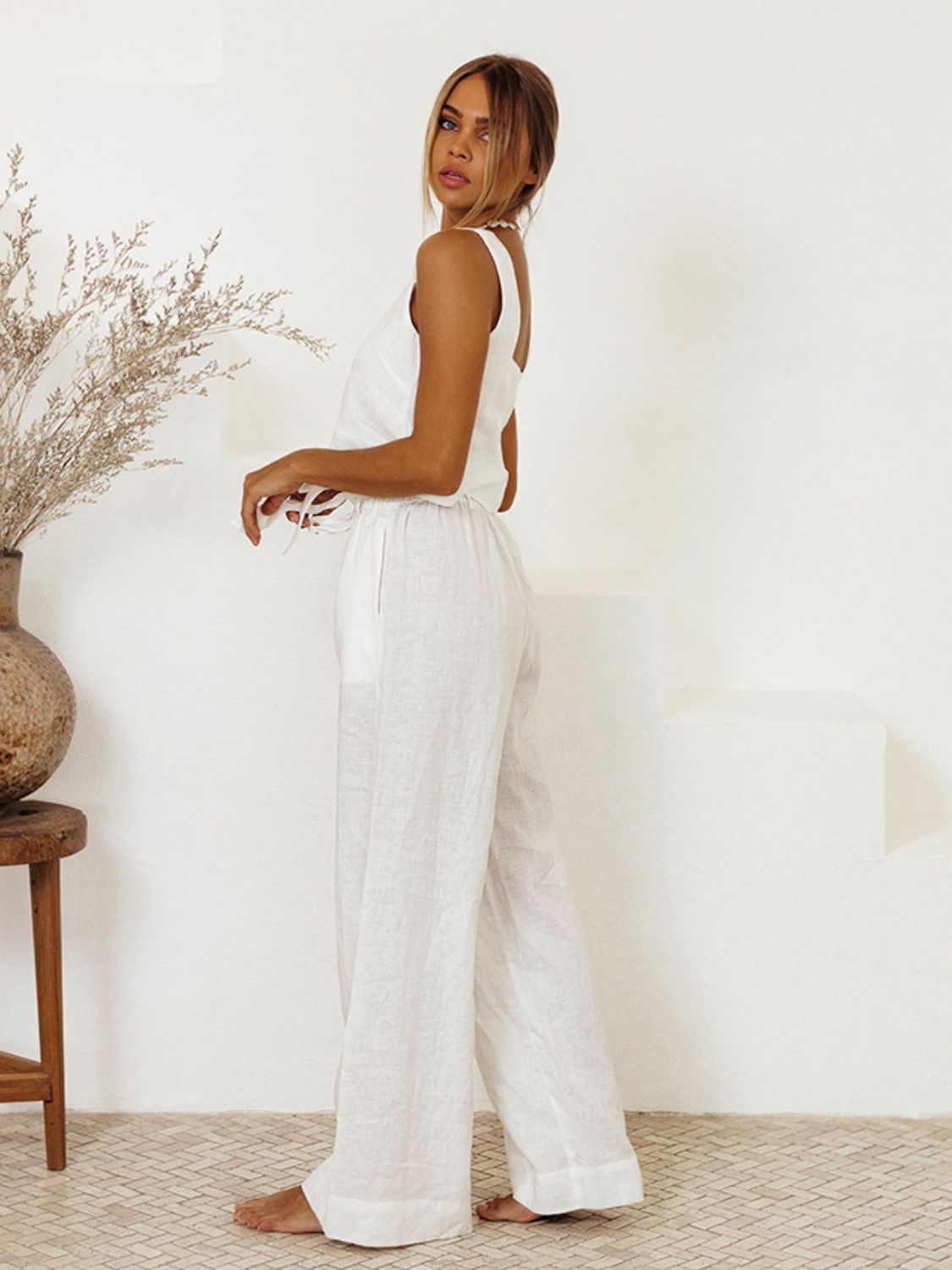 Square Neck Sleeveless Top and Pants Set - Rochelle's House LLC