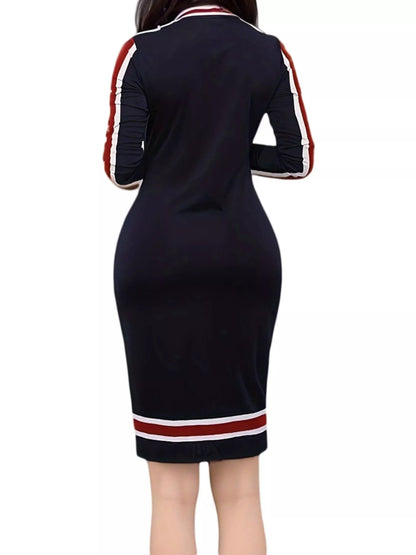 Striped Bodycon Long Sleeve Dress - Rochelle's House LLC