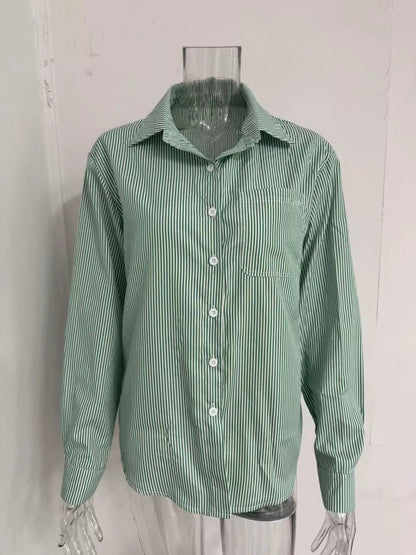 Striped Button - Down Relaxed Fit Shirt - Rochelle's House LLC