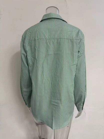 Striped Button - Down Relaxed Fit Shirt - Rochelle's House LLC