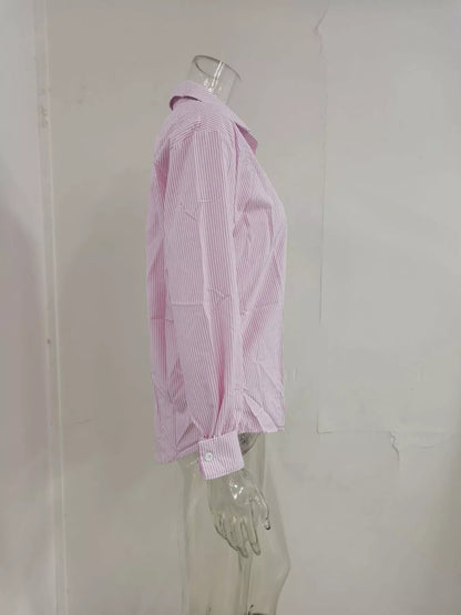 Striped Button - Down Relaxed Fit Shirt - Rochelle's House LLC