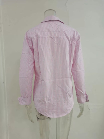 Striped Button - Down Relaxed Fit Shirt - Rochelle's House LLC