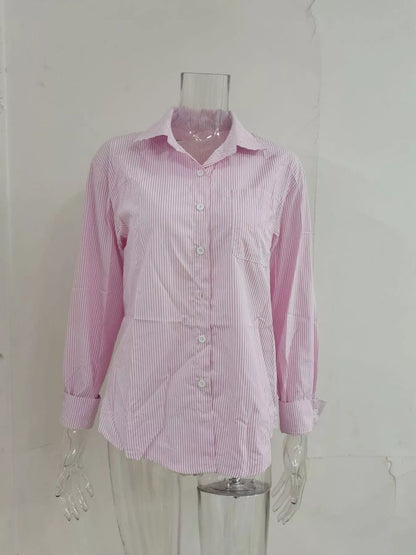 Striped Button - Down Relaxed Fit Shirt - Rochelle's House LLC