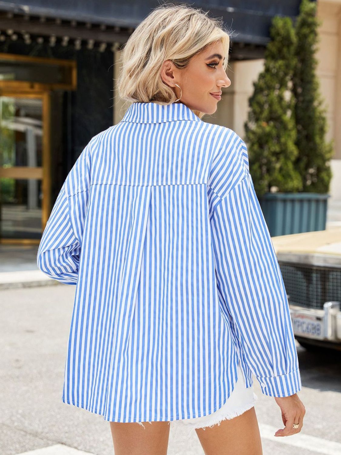 Striped Button Up Long Sleeve Shirt - Rochelle's House LLC