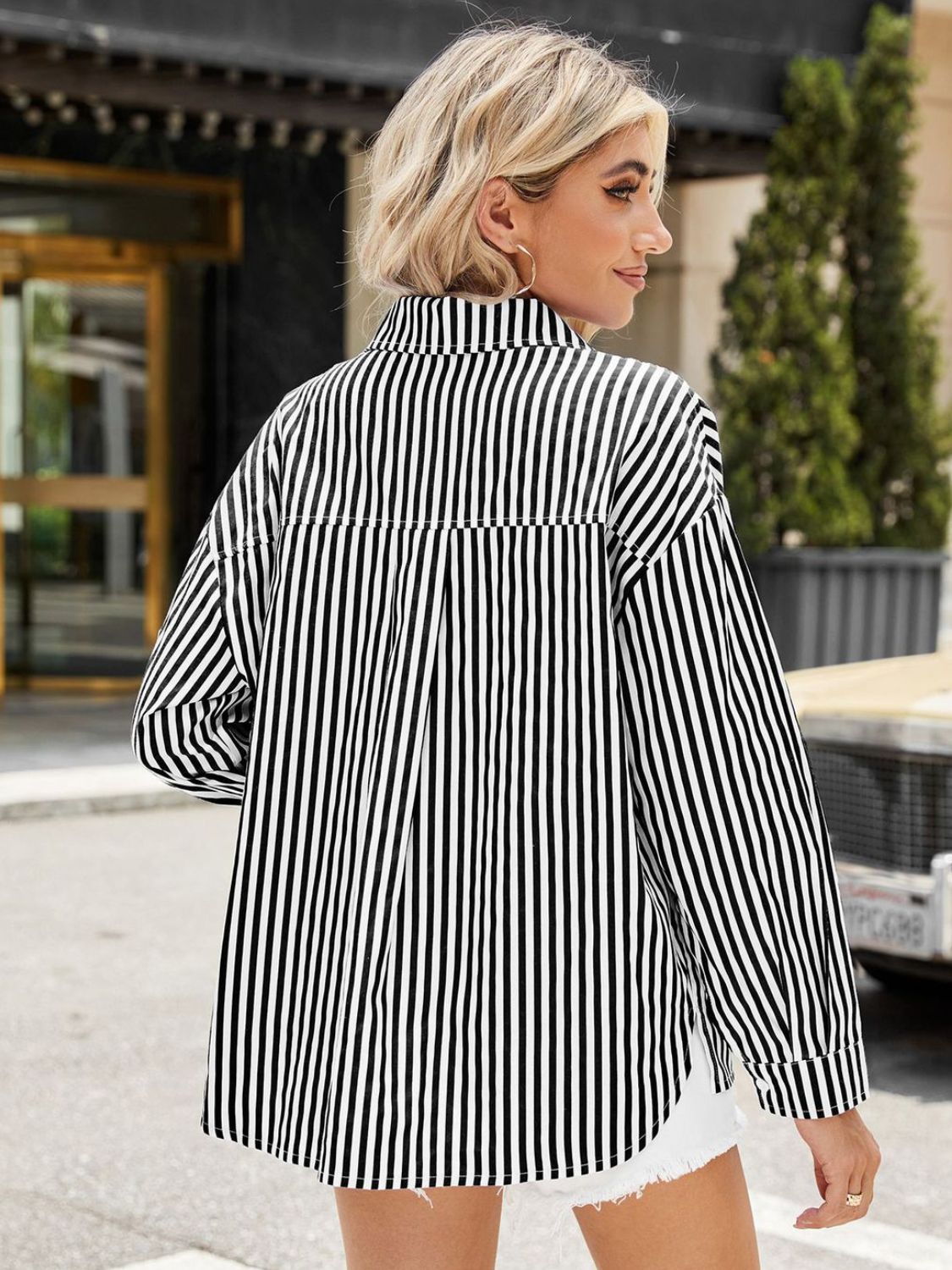 Striped Button Up Long Sleeve Shirt - Rochelle's House LLC