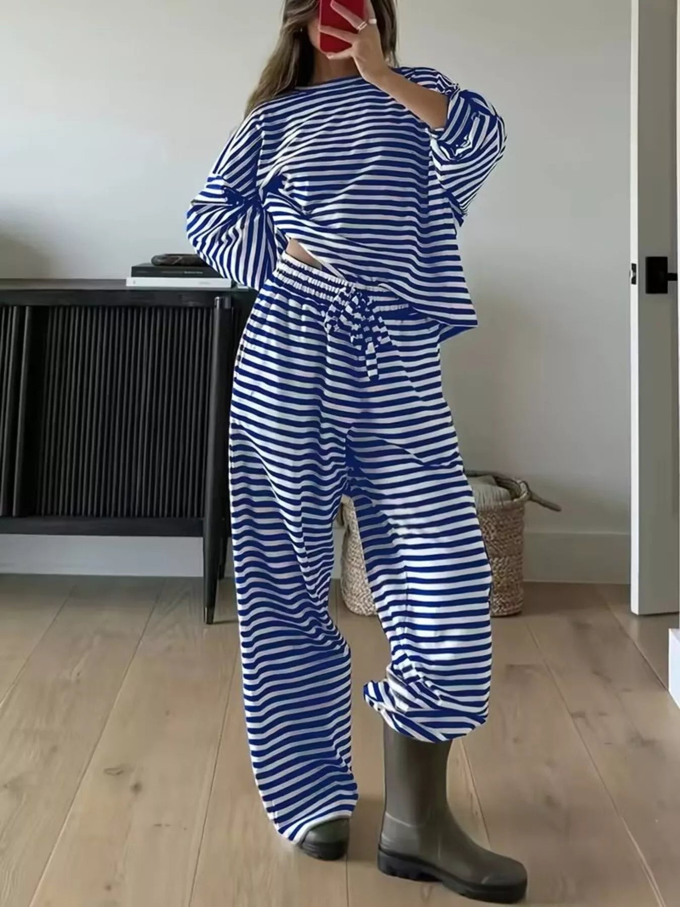 Striped Long Sleeve Top and Pants Set - Rochelle's House LLC