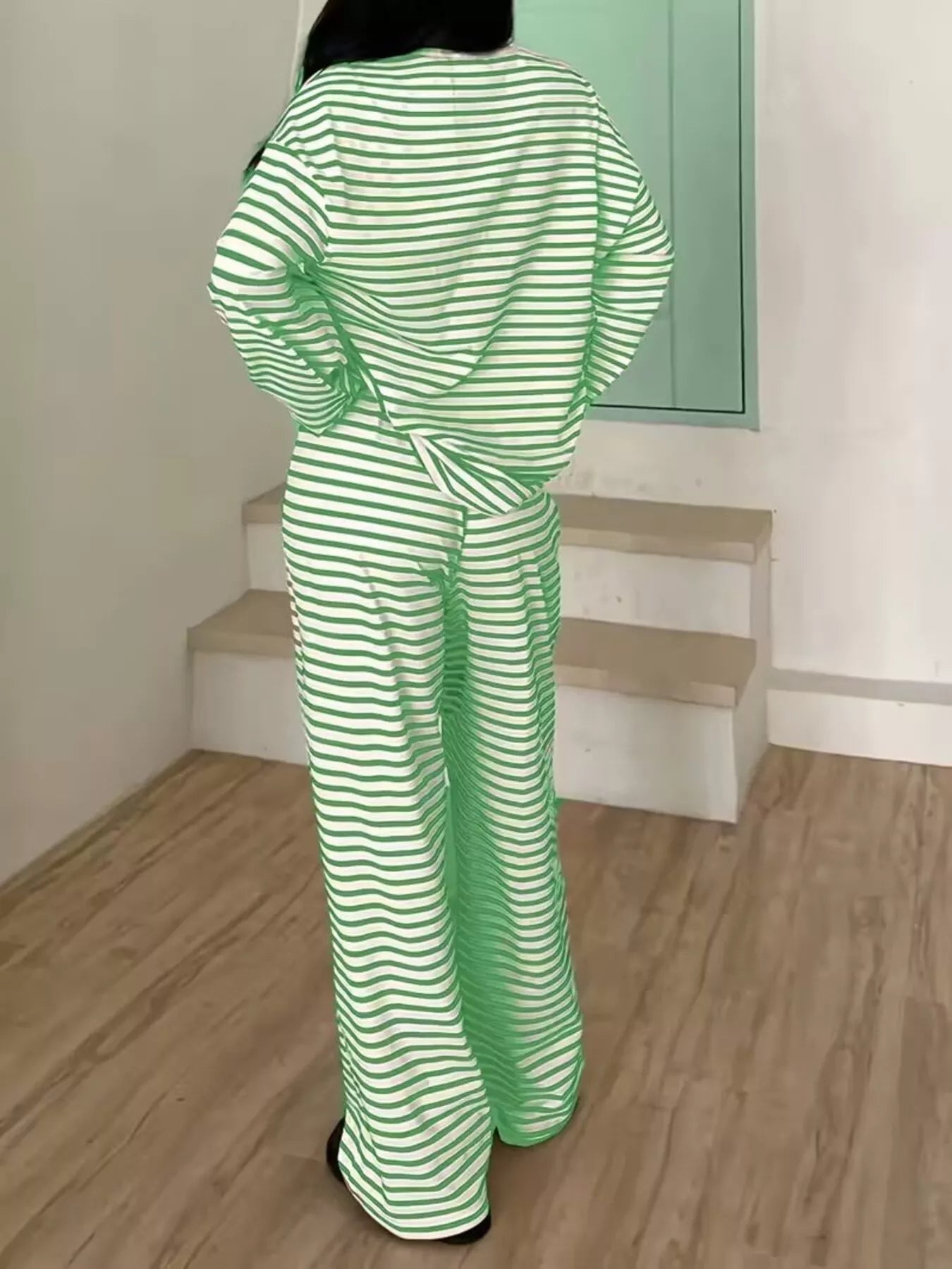 Striped Long Sleeve Top and Pants Set - Rochelle's House LLC