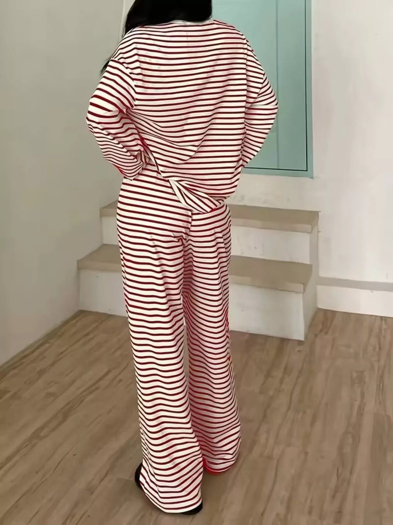 Striped Long Sleeve Top and Pants Set - Rochelle's House LLC
