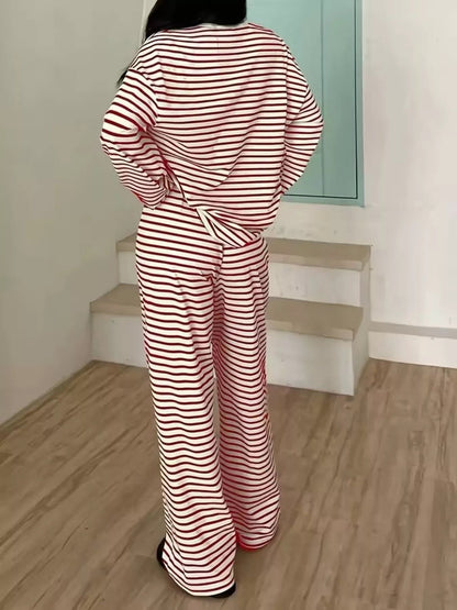 Striped Long Sleeve Top and Pants Set - Rochelle's House LLC