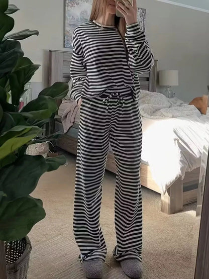 Striped Long Sleeve Top and Pants Set - Rochelle's House LLC