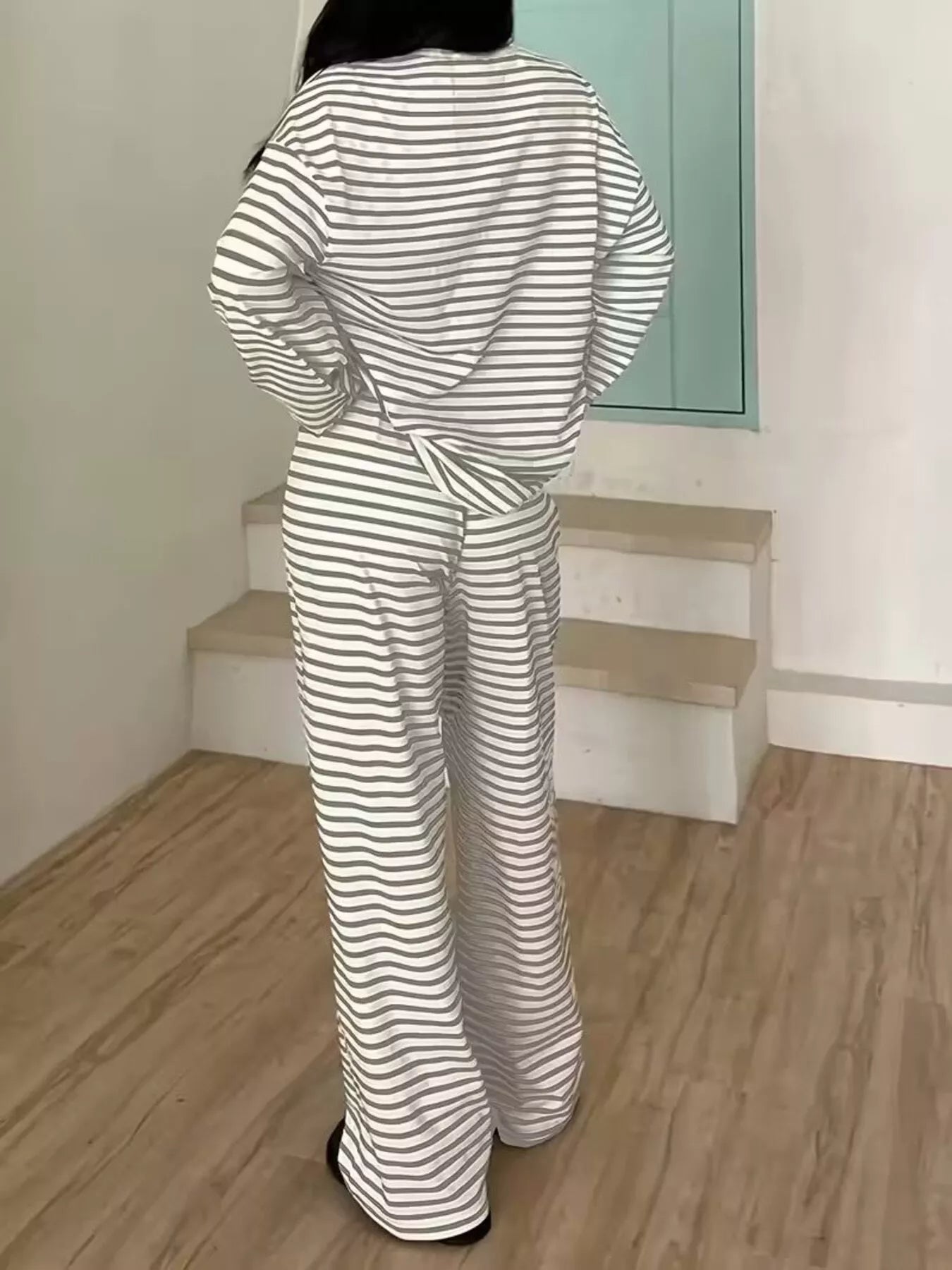 Striped Long Sleeve Top and Pants Set - Rochelle's House LLC