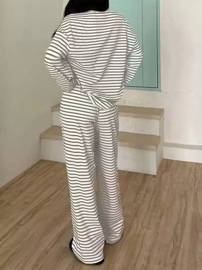 Striped Long Sleeve Top and Pants Set - Rochelle's House LLC