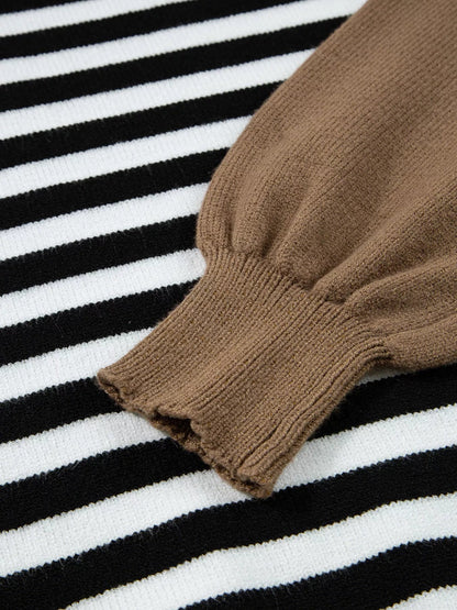 Striped Panels Colorblock Sleeve Sweater - Rochelle's House LLC