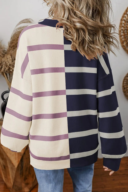 Striped Round Neck Long Sleeve Knit Top - Rochelle's House LLC