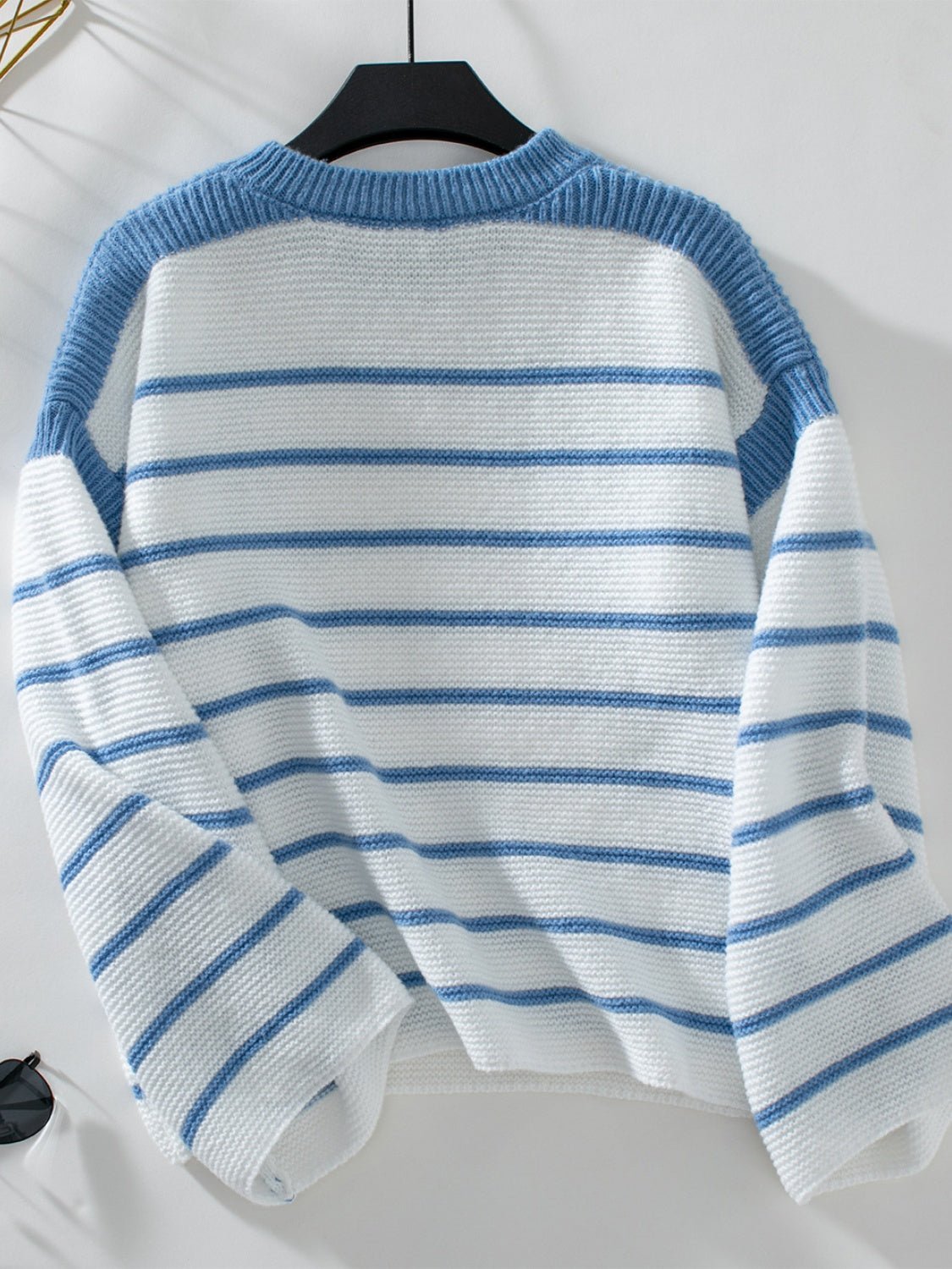 Striped Round Neck Long Sleeve Sweater - Rochelle's House LLC