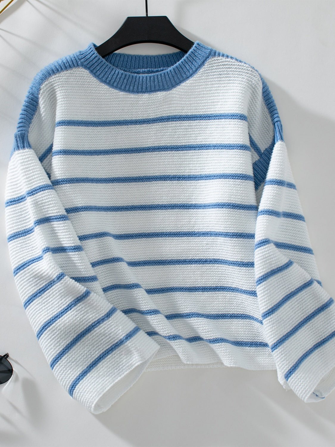 Striped Round Neck Long Sleeve Sweater - Rochelle's House LLC