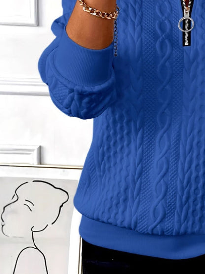 Texture Half Zip Long Sleeve Sweatshirt - Rochelle's House LLC