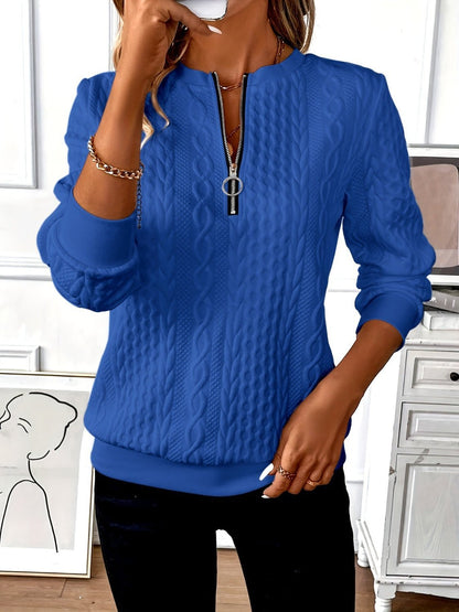 Texture Half Zip Long Sleeve Sweatshirt - Rochelle's House LLC