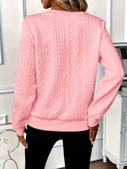 Texture Half Zip Long Sleeve Sweatshirt - Rochelle's House LLC