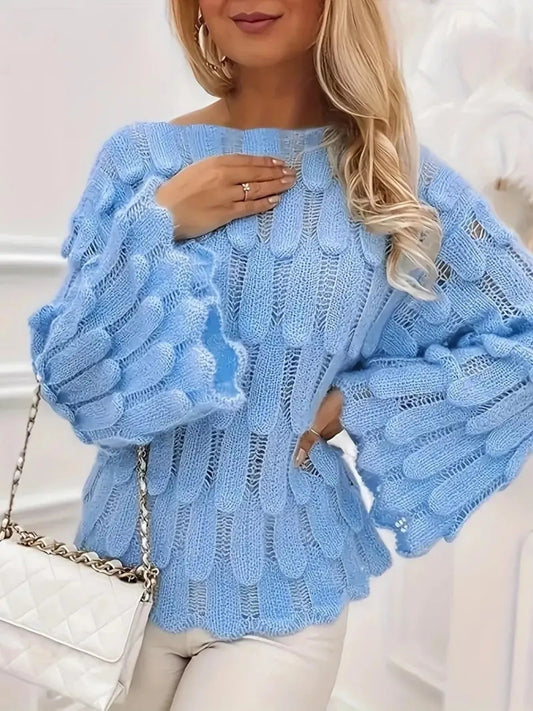 Textured Knit Bell Sleeve Knit Top - Rochelle's House LLC