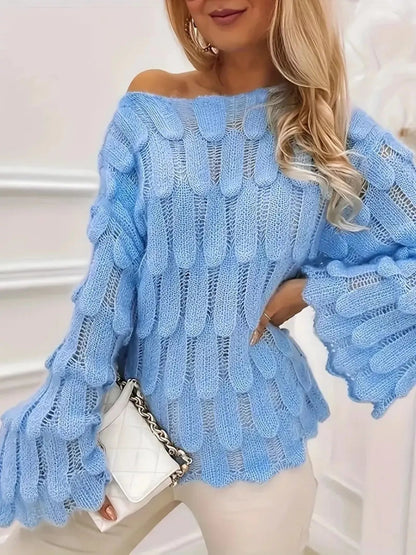 Textured Knit Bell Sleeve Knit Top - Rochelle's House LLC
