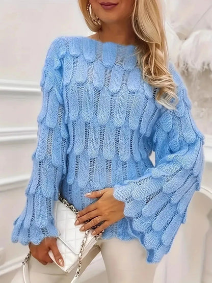 Textured Knit Bell Sleeve Knit Top - Rochelle's House LLC