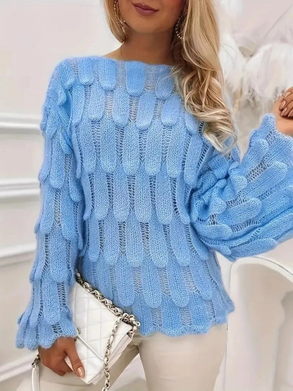 Textured Knit Bell Sleeve Knit Top - Rochelle's House LLC