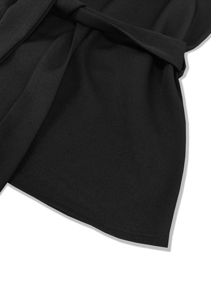 Tie - Waist Long Sleeve Top and Pants Set - Rochelle's House LLC