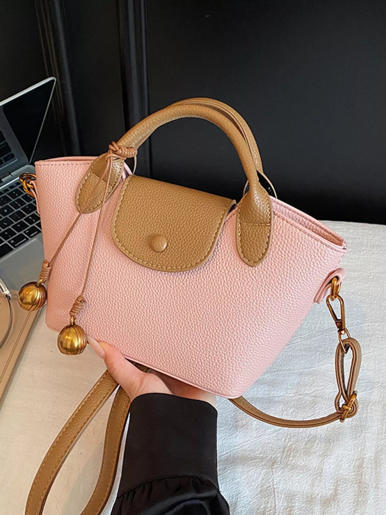 Top Handle Leather Crossbody Bag - Rochelle's House LLC