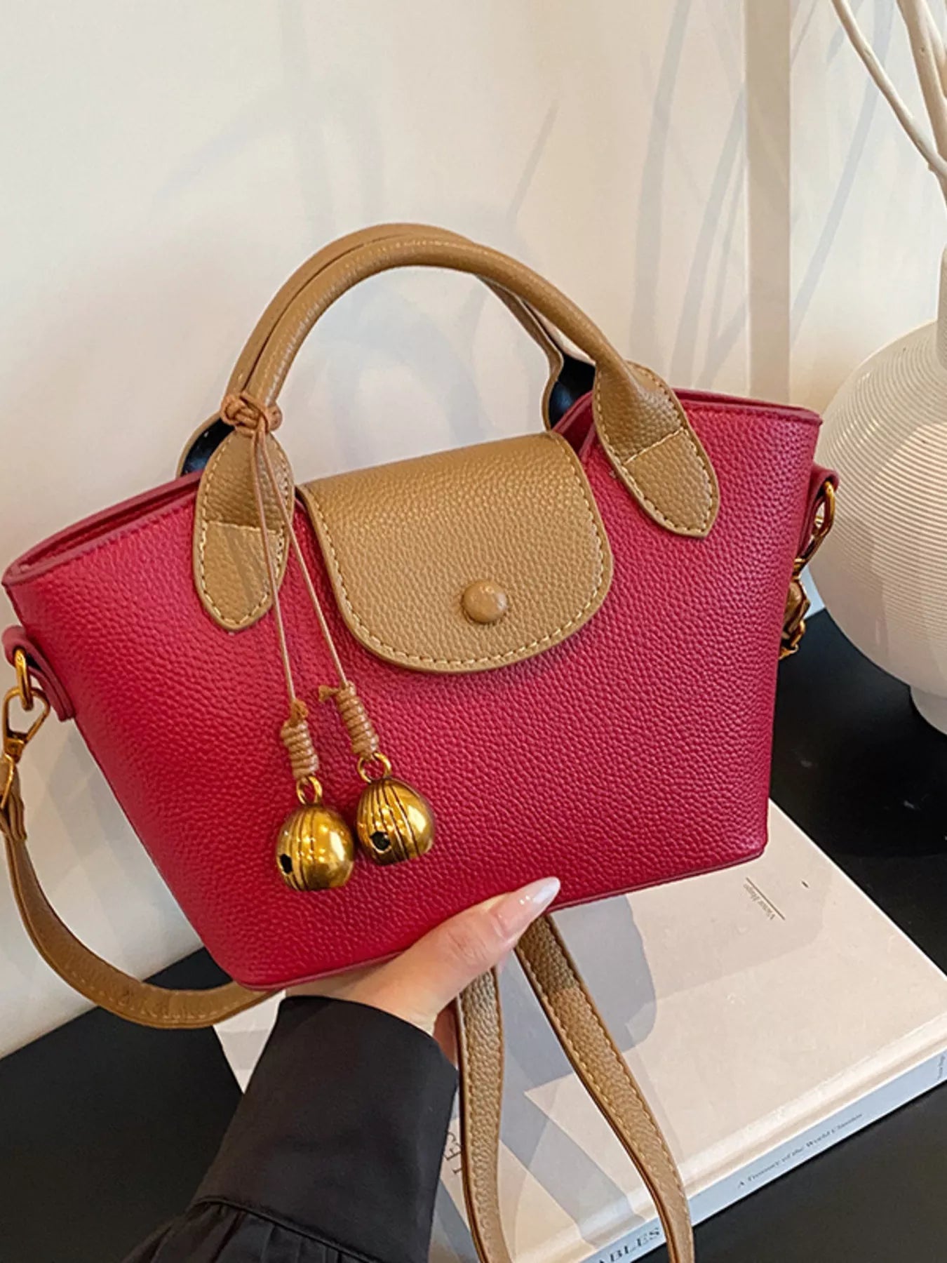 Top Handle Leather Crossbody Bag - Rochelle's House LLC