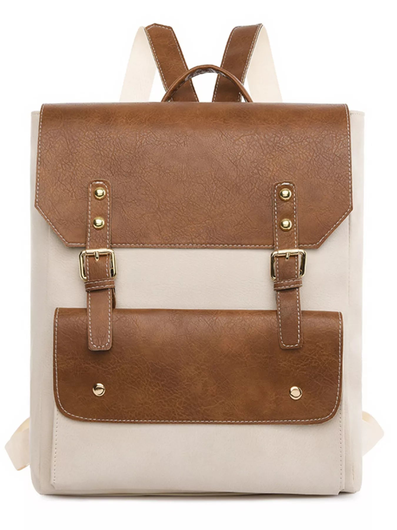 Two Tone Buckle Backpack Bag - Rochelle's House LLC