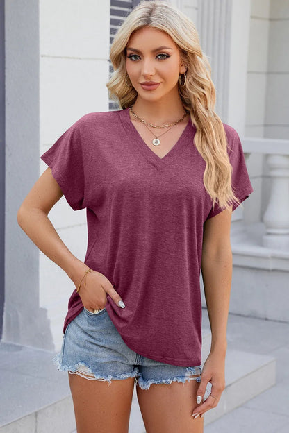 V - Neck Short Sleeve T-Shirt - Rochelle's House LLC