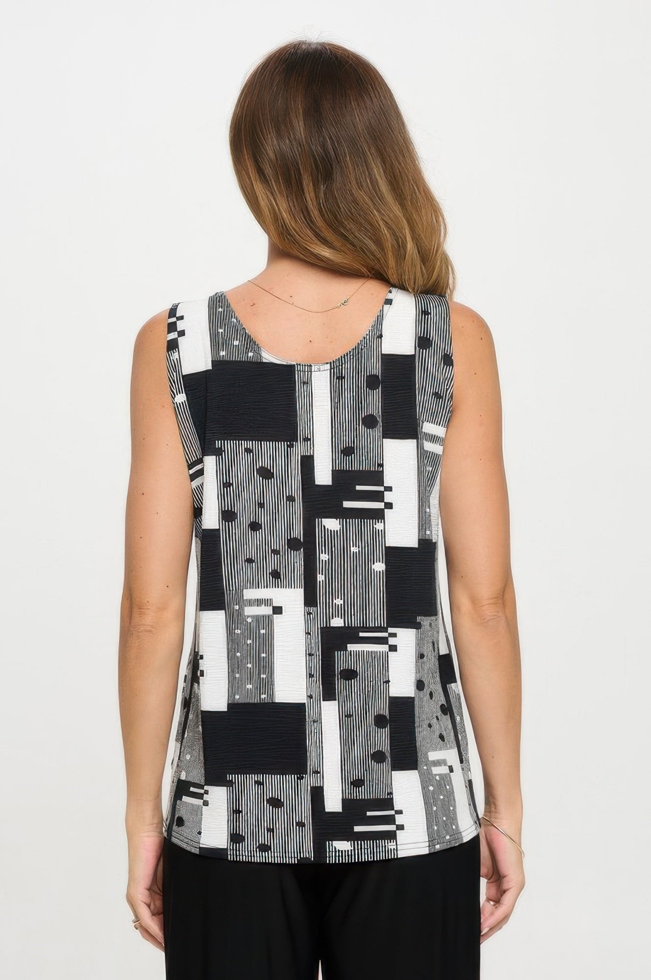 Venechia Pleated Print Sleeveless Tank Top - Rochelle's House LLC