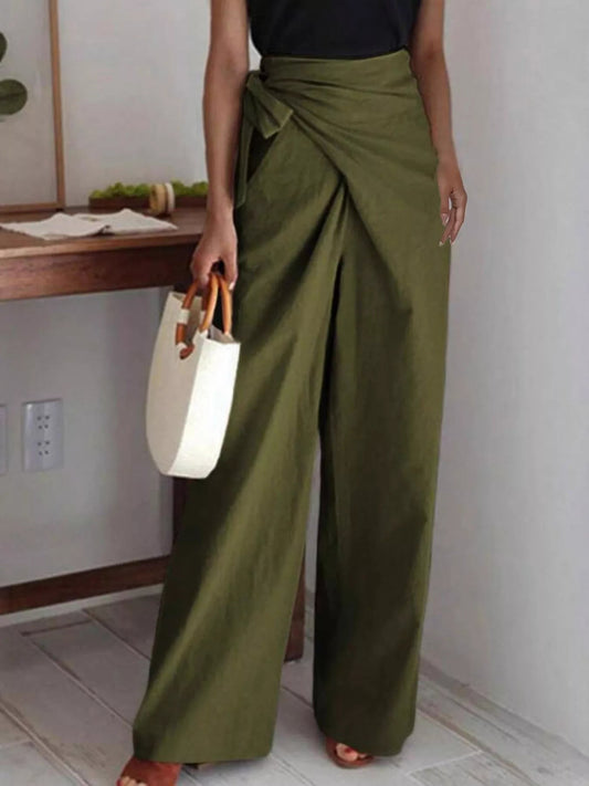 Wrap Waist Wide Leg Pants - Rochelle's House LLC