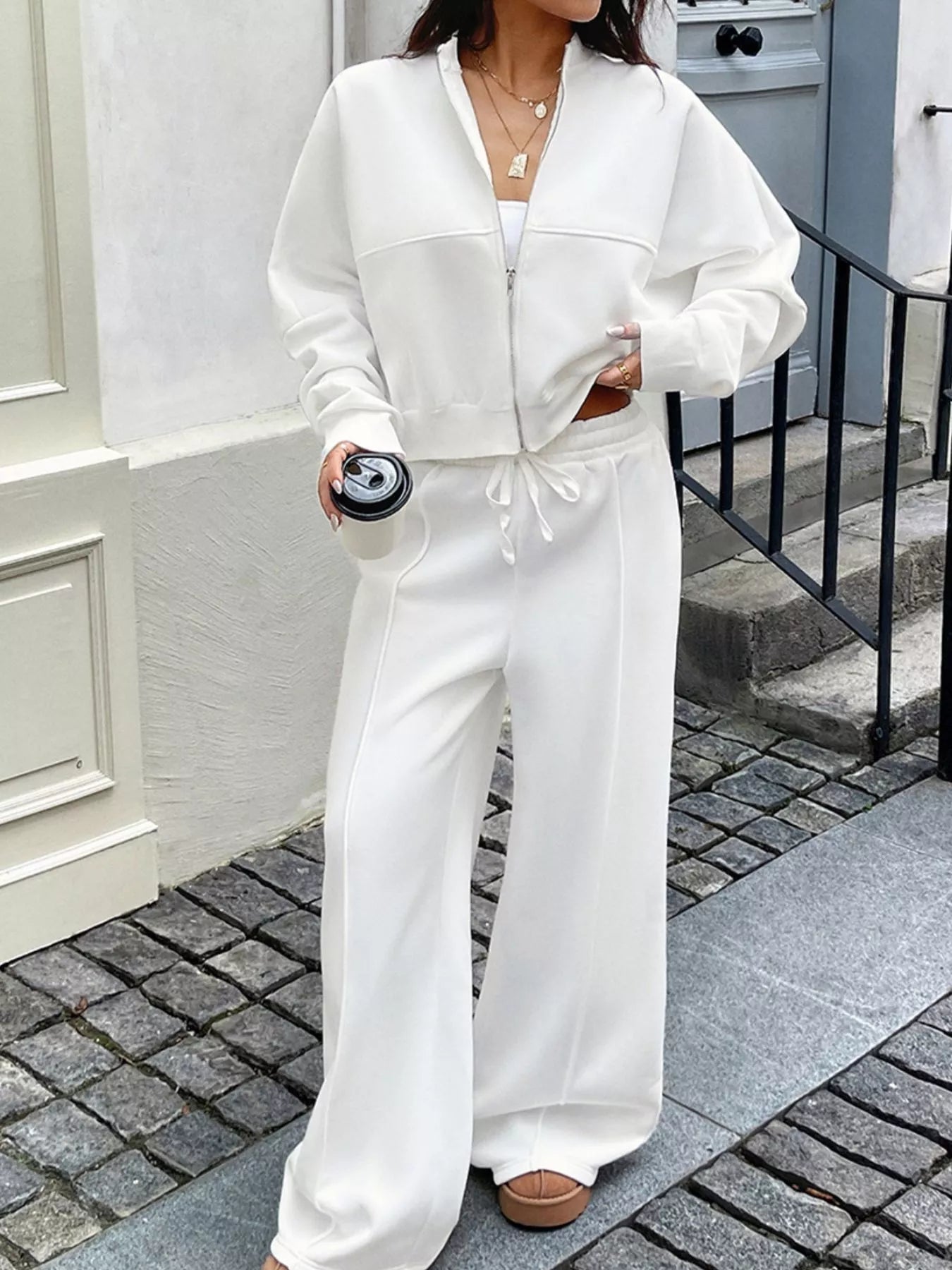 Zip Up Jacket and Pants Set - Rochelle's House LLC