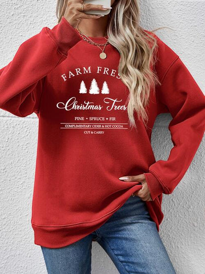 Graphic Round Neck Dropped Shoulder Sweatshirt