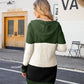 Color Block Open Front Hooded Cardigan