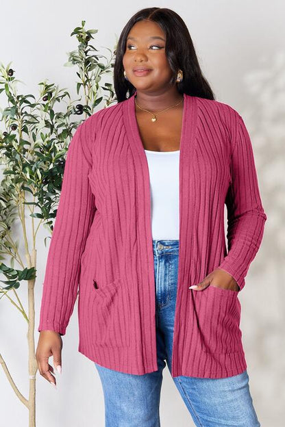 Basic Bae Ribbed Cardigan with Pockets