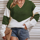 Color Block V-Neck Sweater