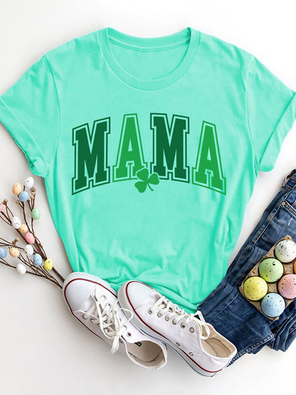 MAMA Round Neck Short Sleeve T-Shirt