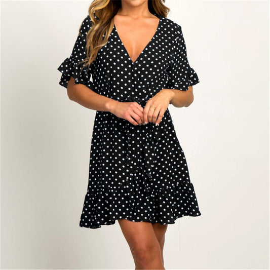 Women's V-neck Polka Dot A-line Party Dress