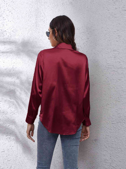 Plushiness Collared Neck Buttoned Long Sleeve Shirt